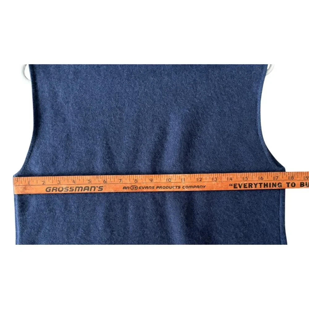 Vince Sweater Womens M Cashmere Blue Sleeveless Turtleneck Sweater Split Side - Picture 10 of 10